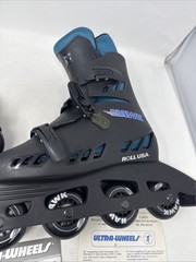 Hawk Roll USA Inline Skates Men’s/Boy’s Size 5 Black/Blue Rollerblades With Box