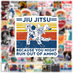 122 Pcs Jiu Jitsu Stickers Pack for Water Bottles, Laptops, Phones, and Decor
