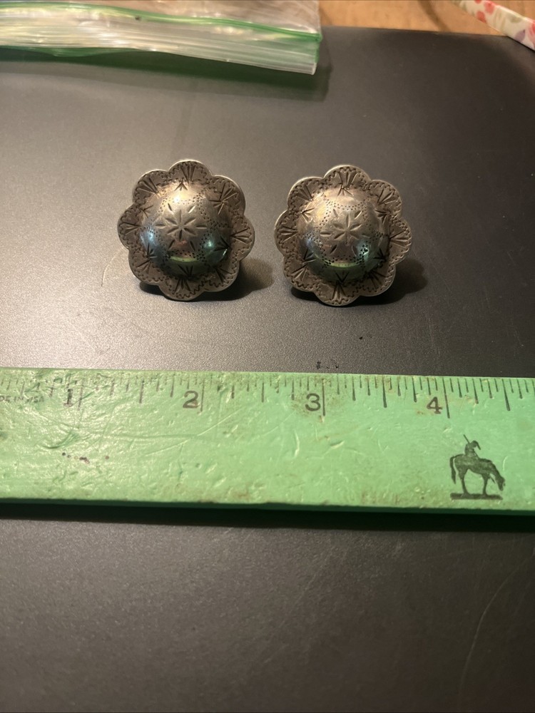 One Pair Vintage Sterling Silver Bridle Loop Conchos 1.25” Diameter