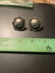 One Pair Vintage Sterling Silver Bridle Loop Conchos 1.25” Diameter