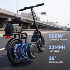 AOVOPRO Electric Scooter for Adults, 14INCH 10.4AH ESCOOTER with Seat & Luggage