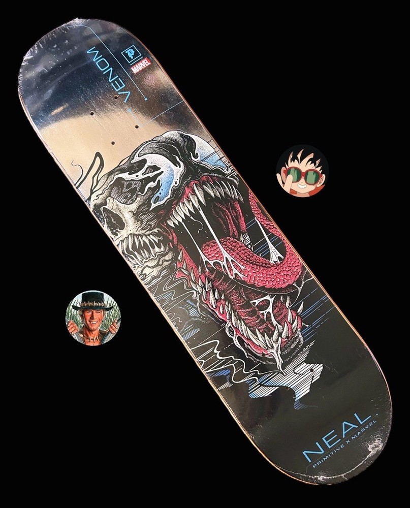 RARE Venom Marvel Primitive Skateboard Deck 8.125 Sealed Silver Paul Jackson NEW