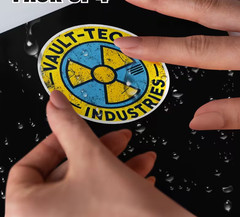 Vault-Tec Logo Waterproof Vinyl Stickers – 3-Inch Round Durable Self-Adhesive