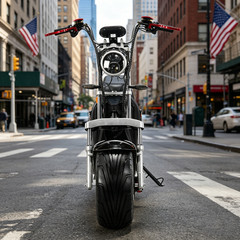 Harley Fat Tire Electric Scooter 4000W Motor Max Speed 40MPH Double Seat Black