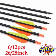 6/12Pcs 26/28Inch Carbon Arrows Hunting Arrows For Outdoor Practic Targeting