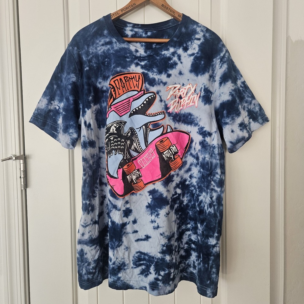 Tie Dye Skateboard T-Shirt Size Large Vanish Party Dolphin Unbranded 90s Style