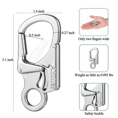Carabiner Clip, Double Anti-Misopening Locking Design, 3″ Alloy Heavy Keychai…