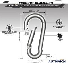 Corrosion-Resistant D-Shape Carabiners – 6.7 Inch Clips for Travel & Camping