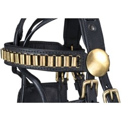 Leather Harness Bridle – Black Leather with Brass Hardware & Accents – 3 sizes