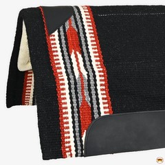 HILASON 32×32 In Western Horse Saddle Wool Blanket Pad Fur Padding Black