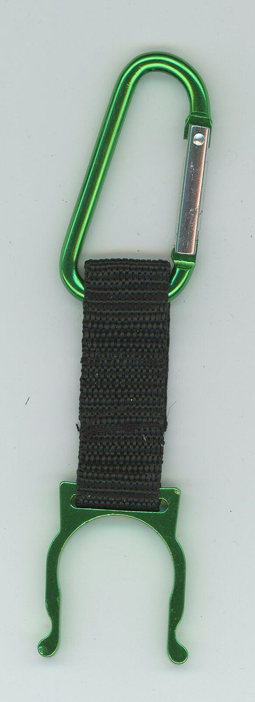 Water Bottle Holder Clip Carabiner 2″ & Black Strap 1 1/4″ L x3/4″ w green B4-B7