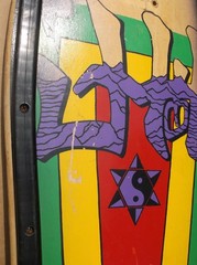 1988 ALVA JEF HARTSEL «STREET FIRE 2» SKATEBOARD DECK USED RARE RASTA