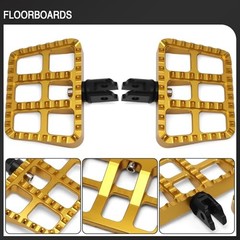 Motorcycle Mini Floorboards MX Foot Pegs Footrest for Harley Front Peg, Gold