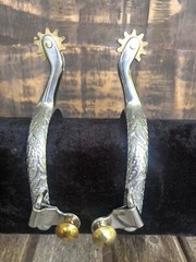 Ladies ROPING SPURS Stainless Steel 1/2” Band Women’s Roper Western AHE 318