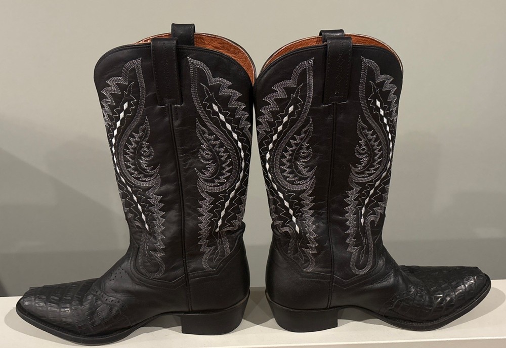Dan Post Leather Alligator Print Western Boots 9D Men’s Black Leather DP2710H