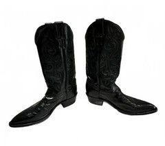 Vintage 90’s Justin 1434 Black Leather Cowboy Boots Made in USA Size 8.5D