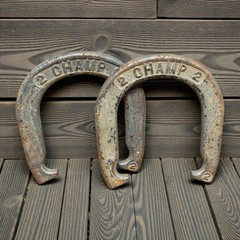 Vintage Pair of Champ Horseshoes Gold Glitter Approximately 2 Pounds Yard Game