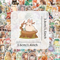 9Pcs Random Cute Animal Kawaii Cartoon Plant Flower Animal Waterproof Stickers