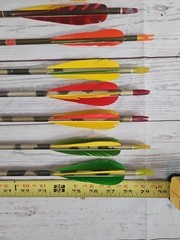 Easton Aluminum Arrows 5 XX75 + Bradheads Camo Hunter 7 Gamegetter 1918 29.5″