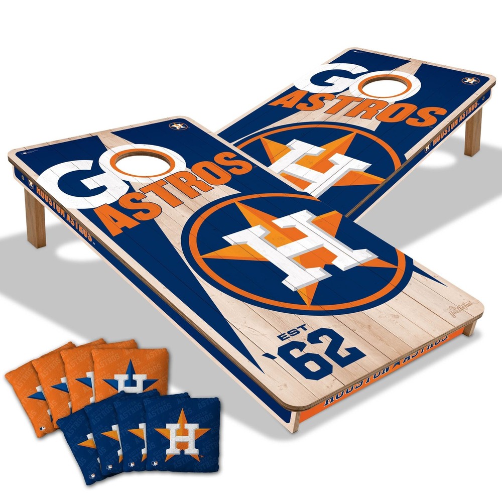Astros Cornhole Boards Houston 2×4 Regulation Foldable Legs Resin Bags