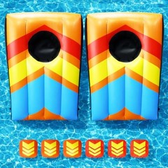 2 Sets Inflatable Pool Games Toys, Pool Cornhole Game Floating Orange&Blue