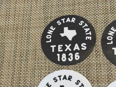 4 Texas Sticker Decal Round Lone Star State Black White 3 inch 1836 Shape Flag