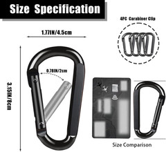4 PCS Carabiner Clip, 860 Lbs-3″ Iron Heavy Duty Carabiner, Multi Purpose D Shap