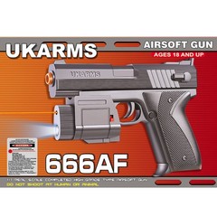 UKARMS 666AF Spring Pistol w/ Laser and Flashlight Black Finish FPS 120