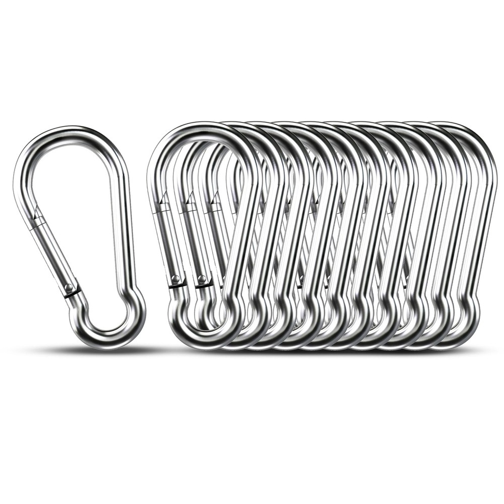 Stainless Steel Carabiners Spring Snap Hooks Heavy Duty Keychain Clip 10 PCS NEW