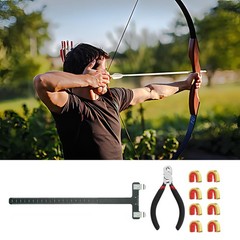 AHOSOUTLY Archery Bow String Nocking Points Set with T Square Ruler Black
