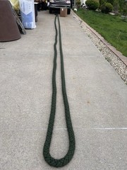 2.25” Large Diameter Cotton Rope Drab Green Soft But Strong About 80’ Slight Use