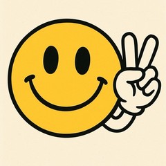 Sticker Happy Face Yellow Peace Sign vinyl laminated glossy patriotic USA