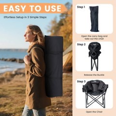 SLSY Oversized Heated Camping Chair Patio Lounge Chairs with 20000mAh Power Bank