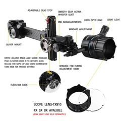 TX9610 Compound Bow Sight Carbon Rod Adjustable Competition Archery Target Shoot