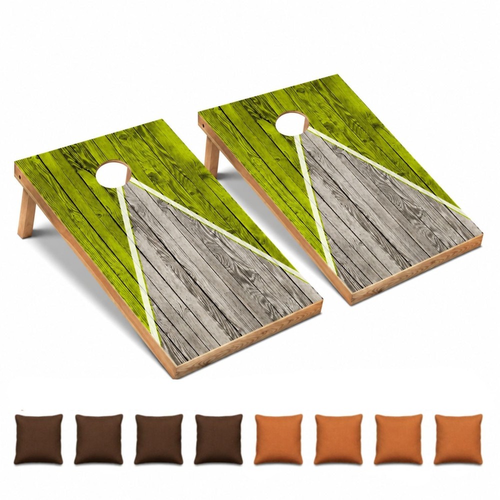 Lime Green Pyramid Premium CORNHOLE BEANBAG TOSS GAME Set with Tossing Bags