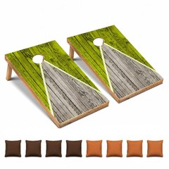 Lime Green Pyramid Premium CORNHOLE BEANBAG TOSS GAME Set with Tossing Bags