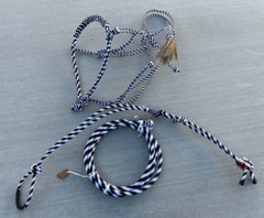 White and Blac CHARRO CABRESTO BOSALILLO, COTTON HANDMADE CHARRO BOSAL REINS SET