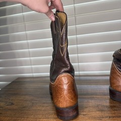Vintage Tony Lama Two-Tone Brown Leather Cowboy Boots Size 8.5D