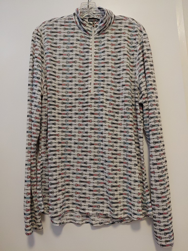 Kerrits Women’s 1/4 Zip Top Long Sleeve Bridal Print Equestrian XL