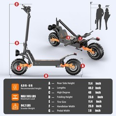 48V 30Ah Foldable Electric Scooter, 749W Off-Road Electric Scooter, 35-miles