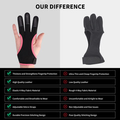Archery Gloves Leather Practice Hunting Three Finger Protector for Youth Adult B