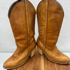 Dingo Women’s 5.5M Tan Leather Western Cowboy Boots Classic Country Style