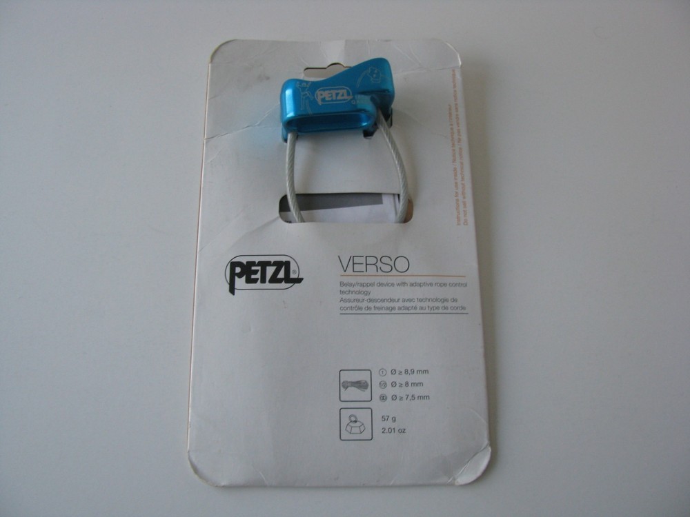 1 Petzl Verso 4 Belay Device Turquoise Blue Rock Climbing Gym Rappel Rappeling