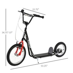 Teens Youth Kick Scooter Height Adjustable Inflatable Tires Ride On Toy For 5+