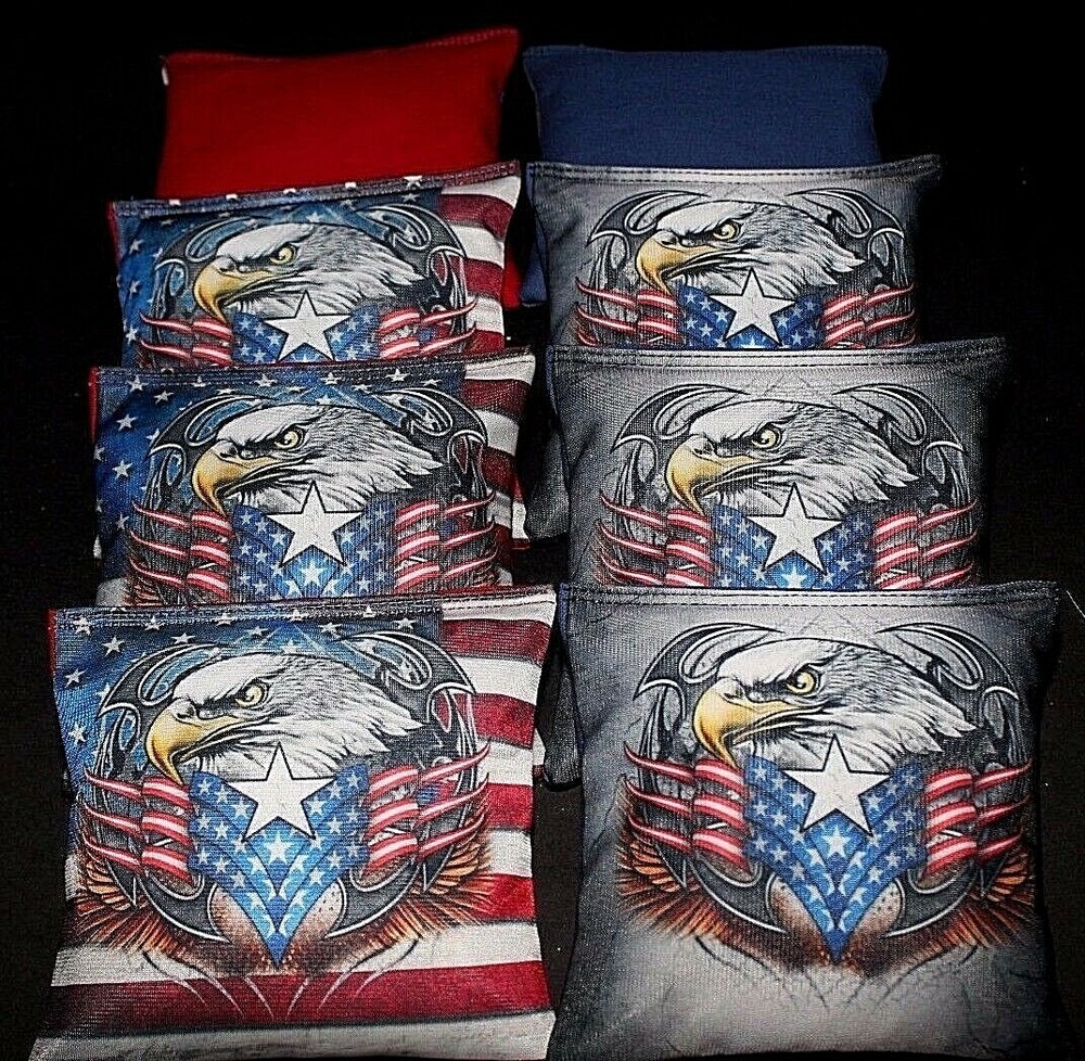 Custom USA American Bald Eagle Patriotic 8 ACA Regulation Cornhole bags B127