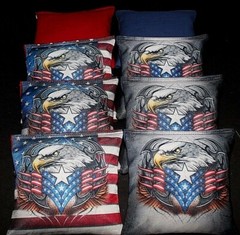 Custom USA American Bald Eagle Patriotic 8 ACA Regulation Cornhole bags B127