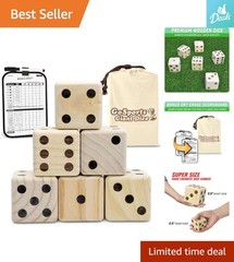 6-Piece Giant Wooden Dice Set with Dry-Erase Board – Family Game Night Essential