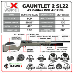 Umarex Gauntlet 2 SL22 .22 Caliber PCP Side Lever Air Rifle 2254832