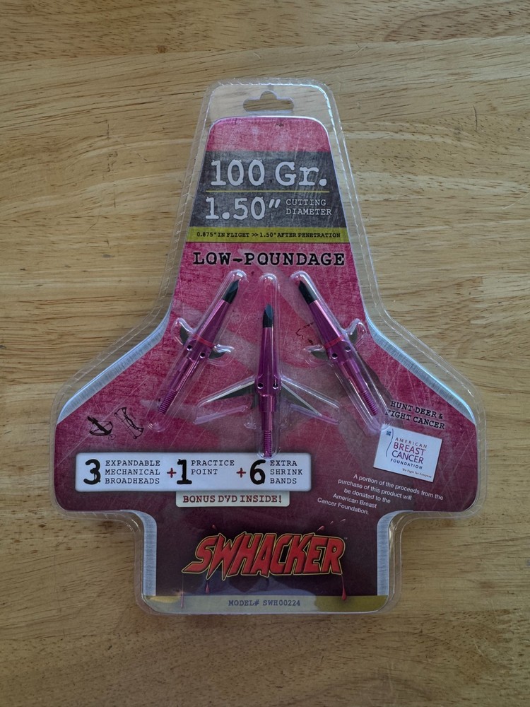 Swhacker Low Poundage Broadheads – 100gr. – 2 blade – 3pk – Pink – 224