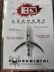 B3 Archery EXO2 Exoskeletal 2″ 2 Blade 100 Grain 3 Pack Broadhead